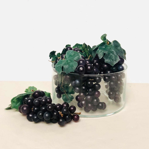 Frutas Artificiales Racimos Uva Negra Set X 4 Tamaño Natural