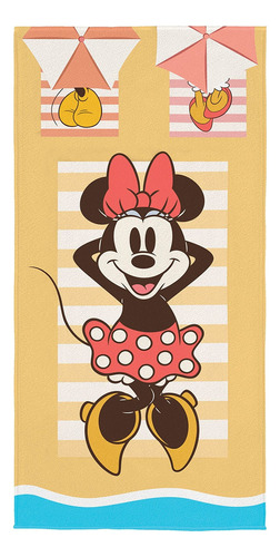 Toalha De Banho Infantil Aveludada Disney Minnie Lepper Cor Amarelo