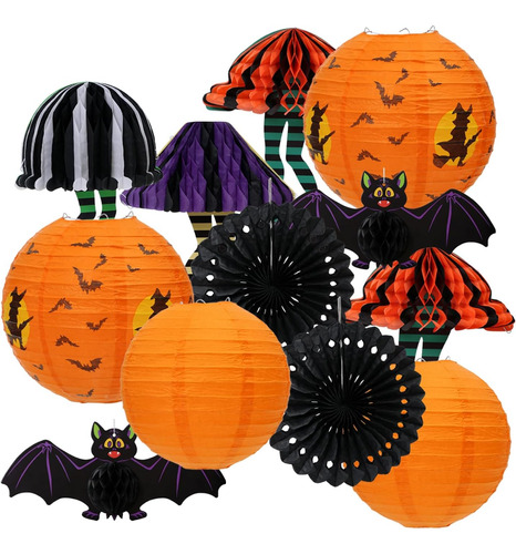 12pcs Decoraciones Colgantes De Halloween Faroles De Pa...