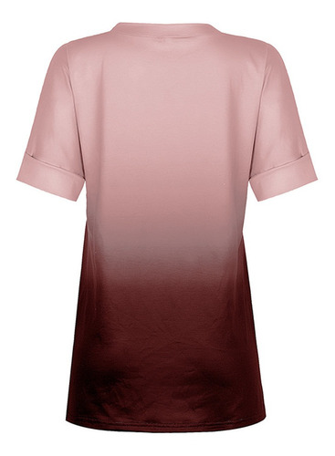 Blusa De Mujer Camiseta Estampada Con Cuello En V Suelto 