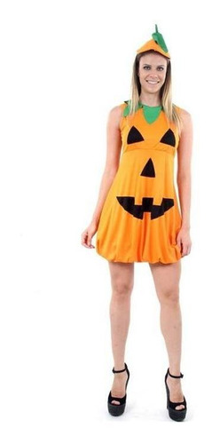 Roupa De Halloween Vestido De Abobora Adulto Feminino Pp A G