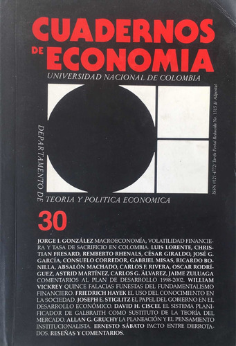 Cuadernos De Economía. Universidad Nacional. No. 30. Revista