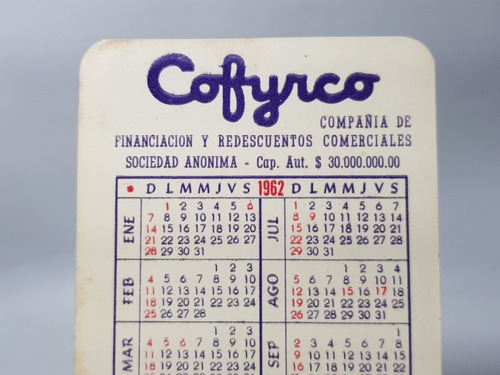 Imagen 5 de 5 de Antiguo Almanaque Bolsillo Cofyrco 1962 Finanza Mag 58264