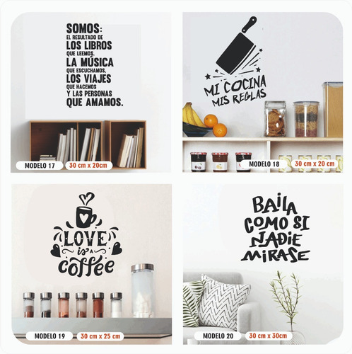 Imagen 1 de 10 de Vinilo Decorativo Frases Pared Vidrio Heladera Espejo Cocina