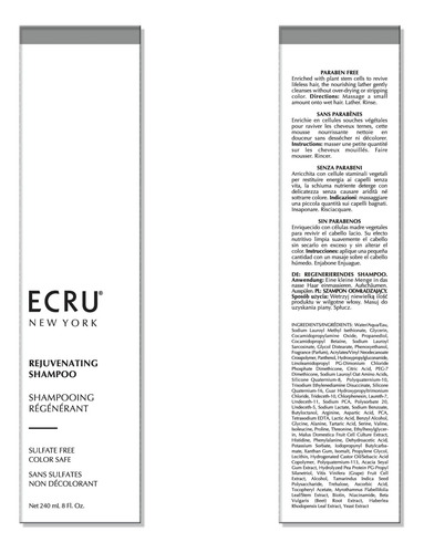Shampoo Rejuvenescedor Ecru New York 24 Onças