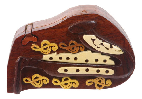 Handcrafted Wooden Musical Instrument Secret Jewelry Puzzle
