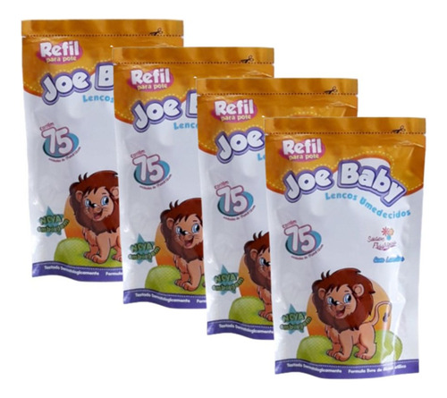 Lenço Umedecido Joe Naby Refil Para Pote 75 Unidades Kit C/4