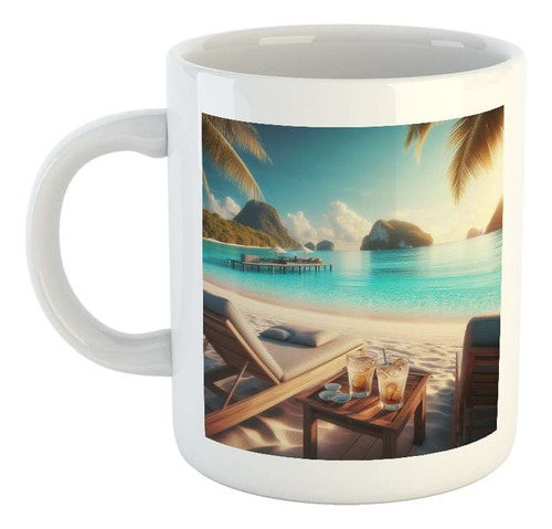 Taza Ceramica Playa Mar Daiquiri Tranquilidad Caribe