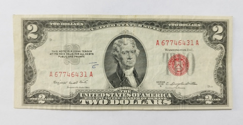 Billete 2 Dollares Usa Sello Rojo 1953 De La Suerte