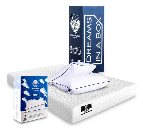 Colchón Matrimonial Basic + Almohadas En Caja Spring Air Sp