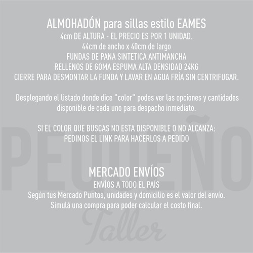 Imagen 3 de 4 de Almohadones Para Sillas O Sillón Eames Tulip Pequeño Taller