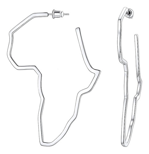 Aretes Gota En Forma Mapa Africano Acero Inoxidable Chapados