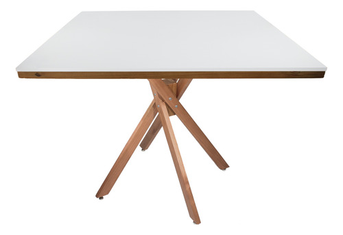 Mesa Jantar 90cm Quadrada Mdf Saia Moldura Base Akemi
