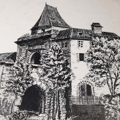 Imagem 4 de 8 de Pintura Desenho Nanquim Bico De Pena Antigo Sem Moldura