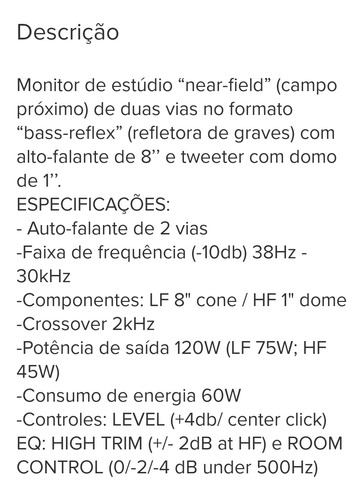 Monitor De Referência Yamaha Hs8 Ativo ( 1 Unidade )