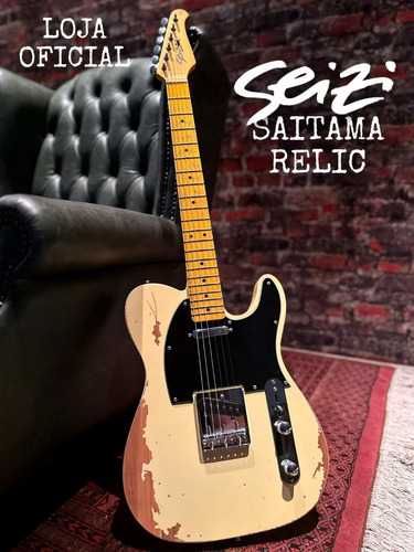 Guitarra Seizi Saitama Relic Alpine White Com Case Material do diapasão Bordo Orientação da mão Destro