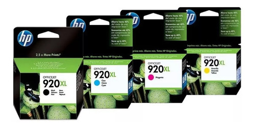 Cartucho Hp 920xl Negro + Hp 920xl Colores Originales Pack 4