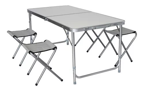 Mesa De Camping Plegable + 4 Banquetas - Valija