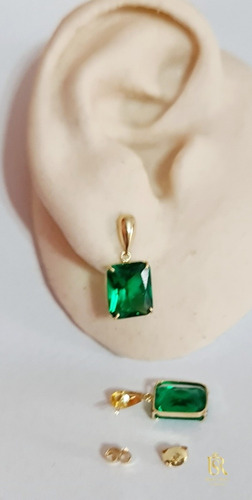 Brinco De Ouro 18k Com Zircônia Retangular De 8x10mm Com Nf