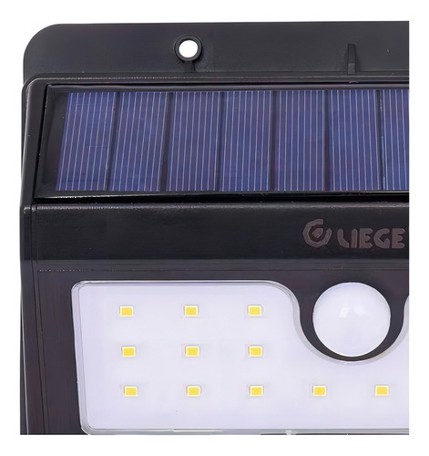 Luminária Solar De Parede Com 20 Leds Liege Cor Preto