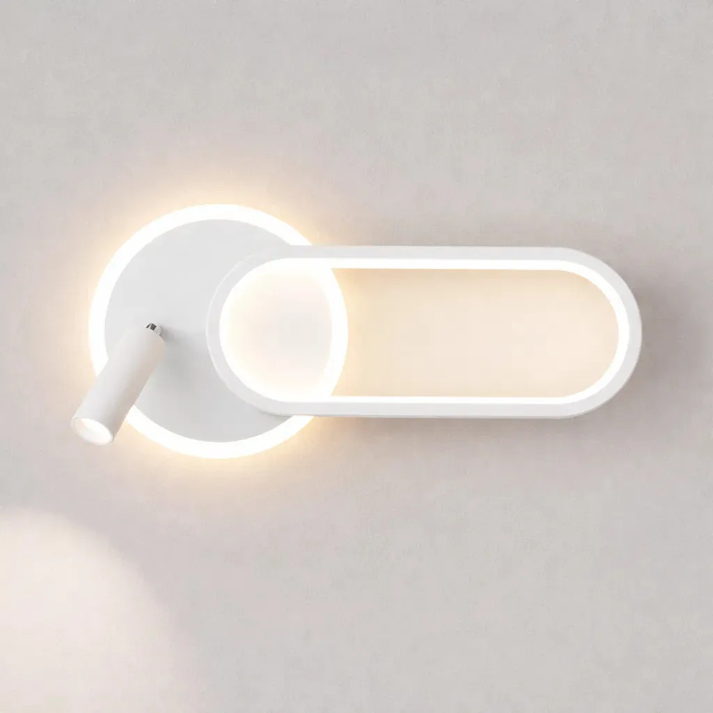 Lámpara de Pared Ovalada LED Integrado Cilindro Orientable Blanco Aplique Moderno Gioluce