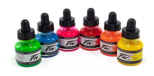 Daler-rowney Fw -botella Tinta Acrilica 6 Color Juego