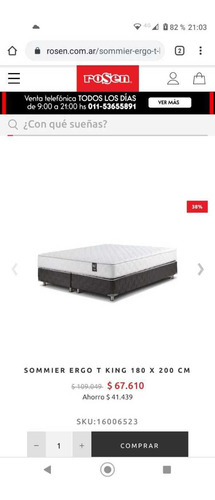 Sommier King Size 1,80 X 2,00 Mts