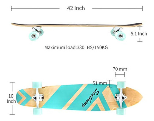 Hirviente Patineta Longboard De 42 Pulgadas Complete Cruiser