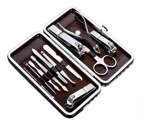 12 Pc Cortauñas Grooming Kit Set Con Estuche De Lujo Viaje