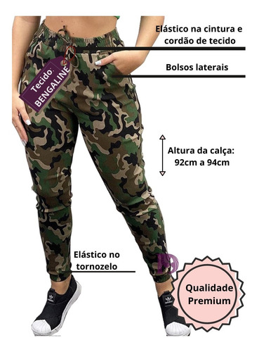Calça Militar Plus Size Elastico Camuflada Moda Blogueira