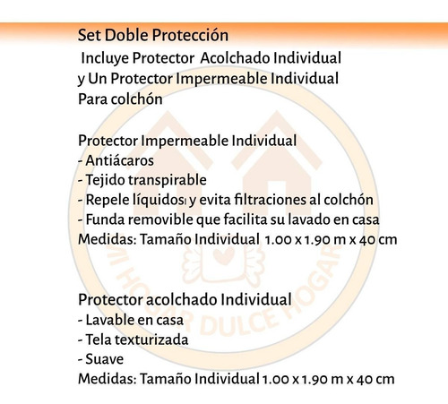 Set De Cubre Colchón Impermeable Y Acolchado Individual