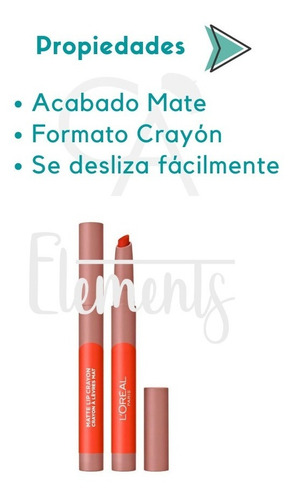 Imagen 2 de 10 de Labial Infallible Very Matte Crayon Tonos 1,3gr Loreal