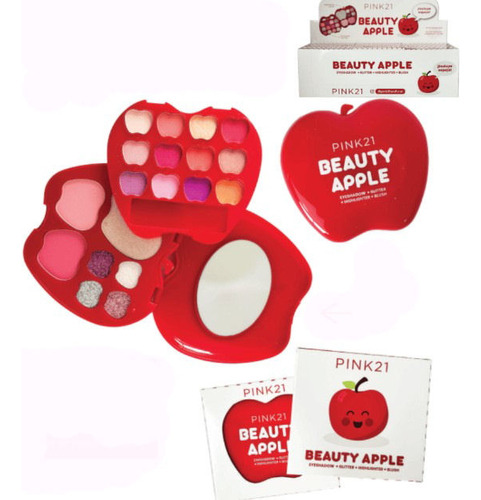 Kit Maquillaje Infantil Espejo Manzana Beauty Apple Pink21