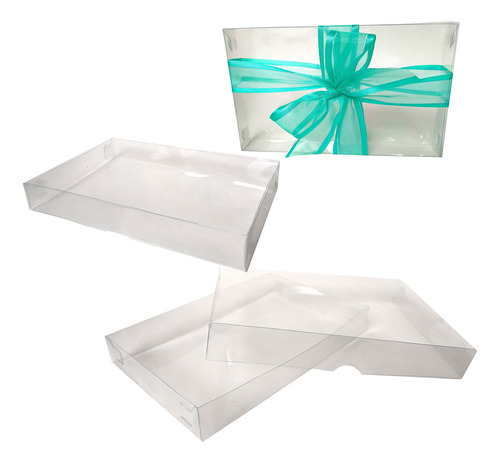 25 Cajas 20x15x5 Cms Base Y Tapa Transparente Mod 1909 Todo Transparente