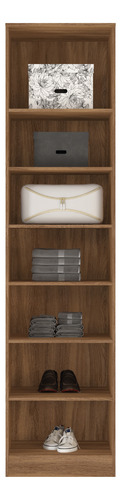 Closet Ropero 1 Puerta Con Repisas Color Blanco/café