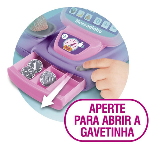 Caixa Registradora Zuca Toys +acessorios Brinquedo Cor Rosa