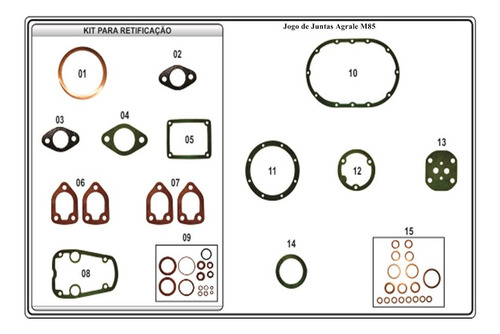 Jogo De Juntas Motor Agrale M-90 Com Junta De Cabeçote