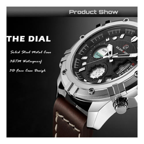 Reloj De Cuero Digital Analógico Goldenhour Quartz