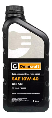 Óleo 10w40 Semi Sintetico Api Sn Ford Omnicraft - 1 Litro