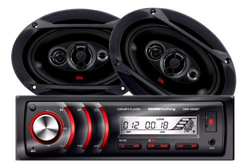 Estereo Crown Mustang + Parlantes Jbl Flex 6x9 PuLG 100rms P