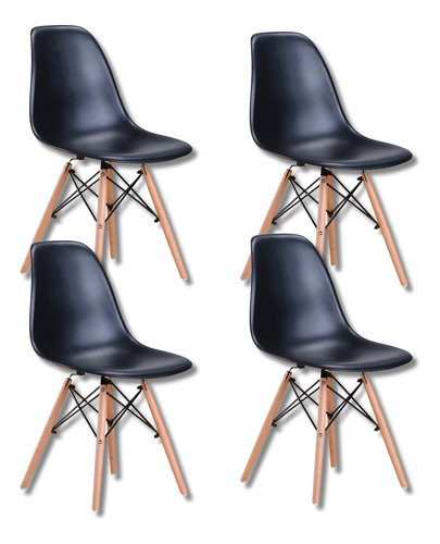 Kit 4 Cadeiras Charles Eames Eiffel Wood Design Varias Cores