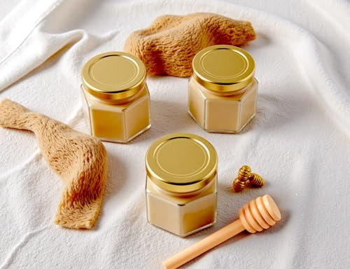 Adabocute 2 Oz 15 Paquete Hexagon Mini Glass Jars Con Cuchar
