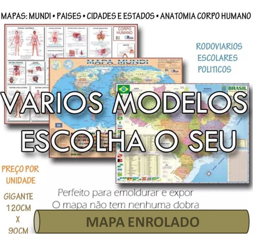 20 Mapas Do Brasil Ou Mundo (mundi) 120x90cm - Enrolados