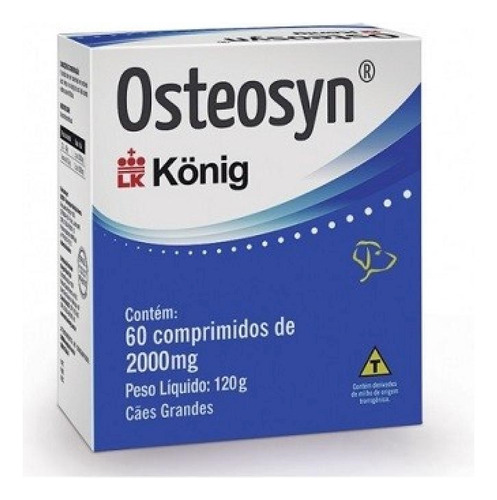 Suplemento Konig Osteosyn Para Cães Grandes 60 Comp 2000mg