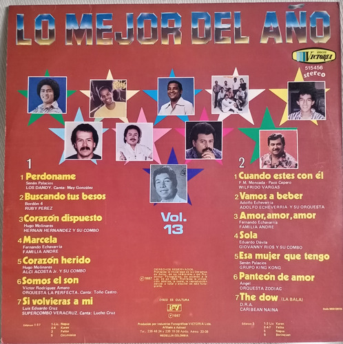 Jch-varios Lo Mejor Del Año Vol.13 Salsa 1987 Colombia Lp (Usado)