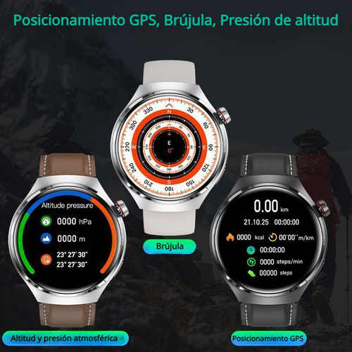 Reloj inteligente masculino GT4pro, reloj inteligente femenino para Huawei, color plateado, malla, acero
