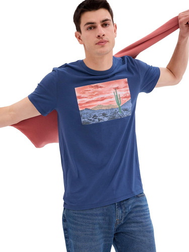 Gap Camiseta Gráfica Para Hombre Tono Azul L