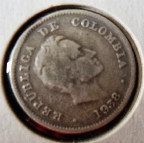 Moneda  Colombia 10 Centavos 1938- 0,900 2,5 Mm Km# 196.1