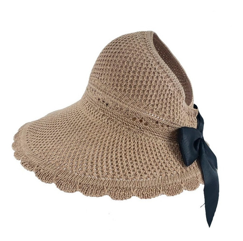 Imagem 4 de 5 de Chapéu Viseira De Praia Feminino Floppy Dobrável Velcro