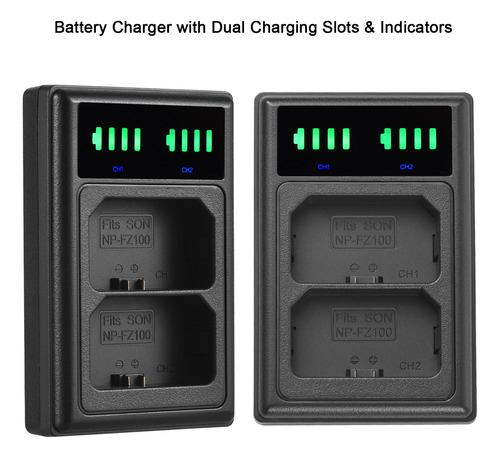 Batería De Cargador Con Indicadores De 2280 Mah Np-fz100.cha